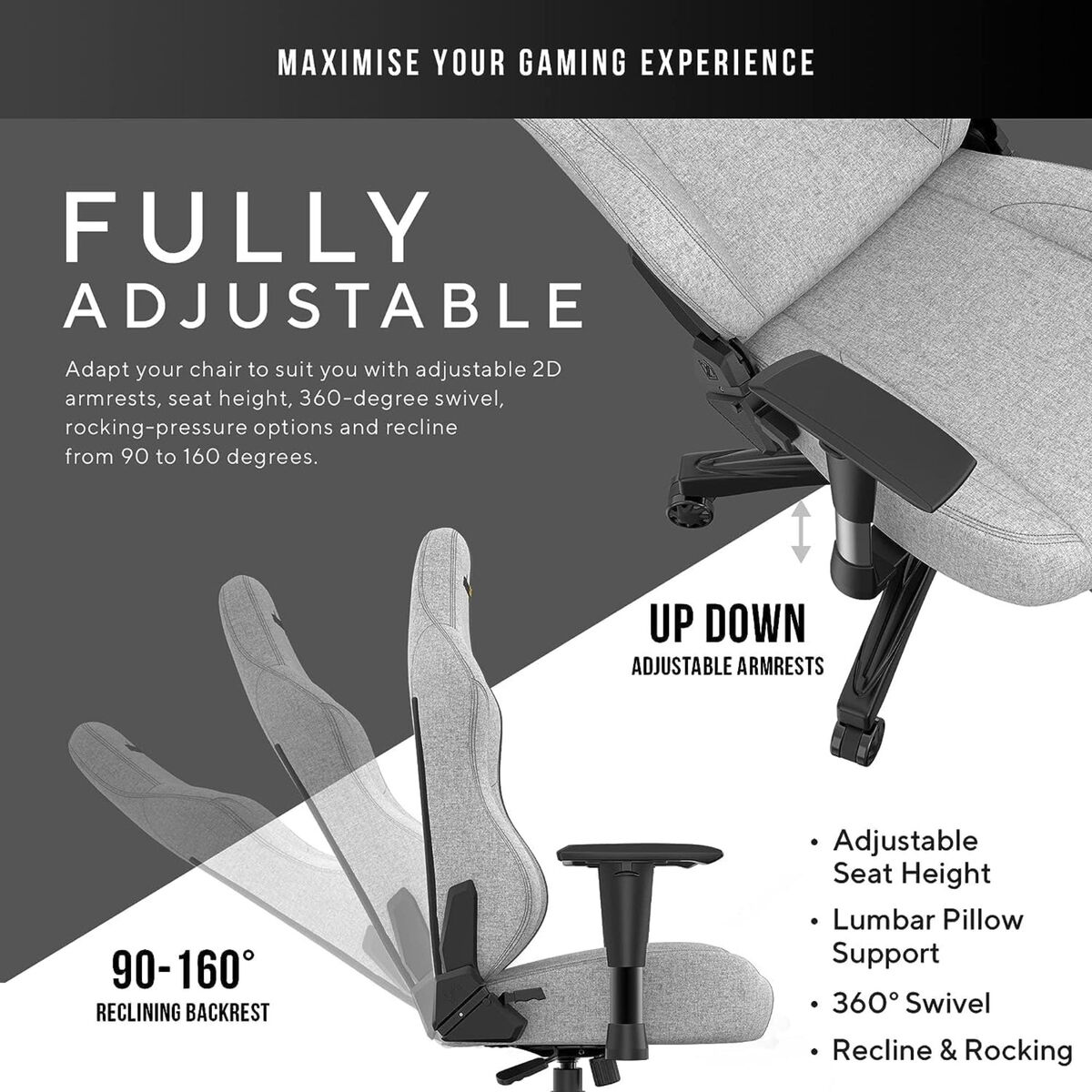 Gaming-stol AndaSeat Phantom 3 Sort Grå